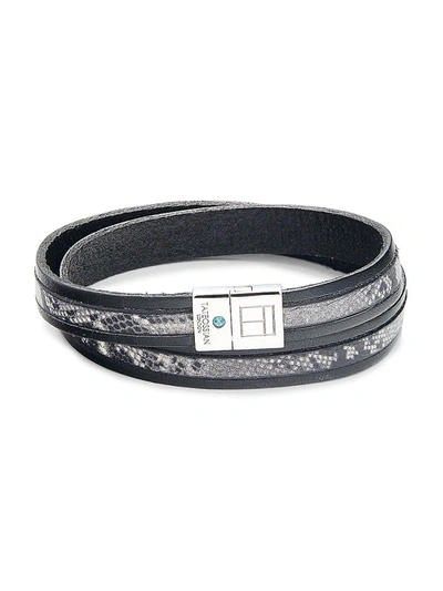 Tateossian Men's Leather Wrap Bracelet In Silver