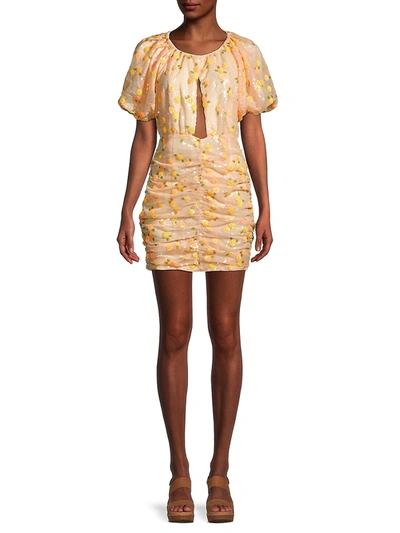 gold for love and lemons mini dress For Love & Lemons Kate Mini Dress - Yellow main image 0
