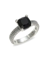 EFFY ENY WOMEN'S STERLING SILVER, ONYX & DIAMOND SOLITAIRE RING,0400014236693
