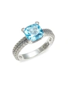 EFFY ENY WOMEN'S STERLING SILVER, BLUE TOPAZ & DIAMOND RING,0400014236685