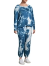 TIANA B WOMEN'S PLUS 2-PIECE TIE-DYE PULLOVER & JOGGERS SET,0400014600940