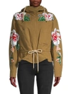 VALENTINO WOMEN'S EMBROIDERED HOODED JACKET,0400014511280