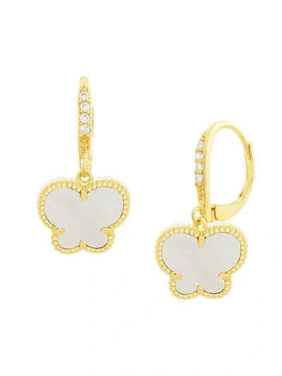 Jan-kou Jankuo Women's Butterfly 14k Goldplated & Mother Of Pearl Drop Earrings In Brass
