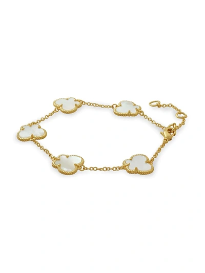 Jan-kou Women's Butterfly Collection 14k Goldplated & Mother Of Pearl Bracelet In Brass