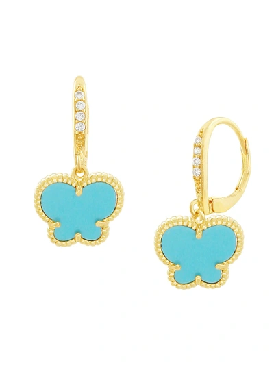 Jan-kou Women's Butterfly 14k Goldplated & Turquoise Acrylic Drop Earrings