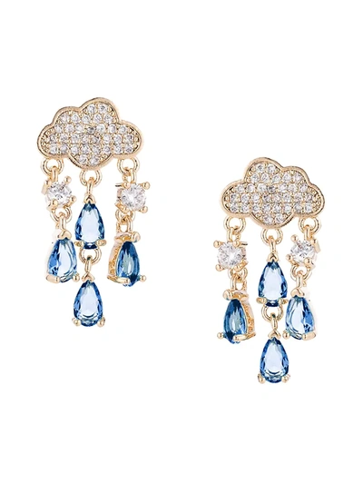 Eye Candy La Women's Luxe Collection Rain Storm 18k Goldplated & Cubic Zirconia Dangle Earrings In Brass