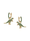 Eye Candy La Luxe Collection 14k Plated Cz T-rex Huggie Earrings In Green