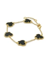 JAN-KOU WOMEN'S BUTTERFLY 14K GOLDPLATED & ONYX BRACELET,0400014537640