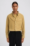 Filippa K Zachary Tencel Shirt In Khaki Lime