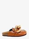 Jw Anderson Embellished Leather Slippers In Brown