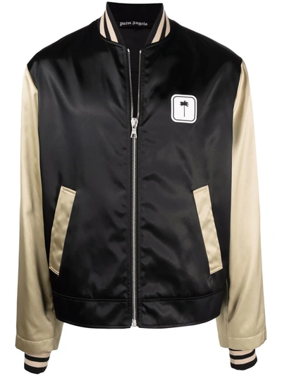 Palm Angels Pxp Colour-block Bomber Jacket In Black Gold