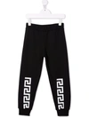 Versace Greca-print Stretch-cotton Track-pants In Black