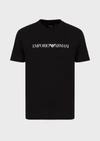 Emporio Armani Official Store Pima-jersey T-shirt With Logo Print In Black Logo