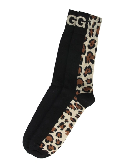 Dolce & Gabbana Stretch Cotton Socks With Leopard-design Jacquard And Dg Logo In Multicolor