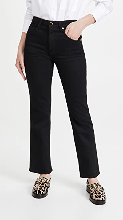 Khaite Vivian Cropped High-rise Bootcut Jeans In Black