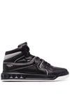 Valentino Garavani Black One Stud High Top Leather Sneakers In Multi-colored