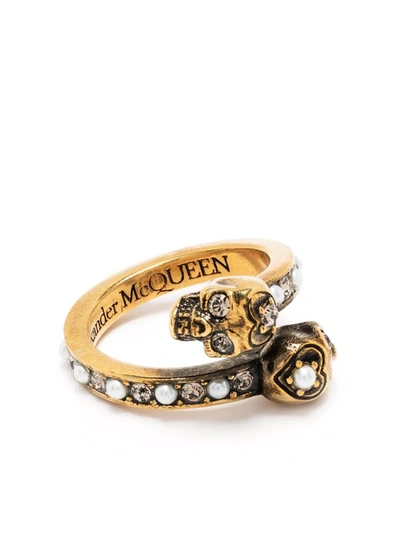 Alexander Mcqueen Wrap-around Skull Ring In Gold
