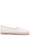 Michael Michael Kors Logo-print Faux Leather Espadrilles In Neutrals