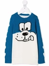 Stella Mccartney Dog Intarsia Cotton-blend Sweater In Blue