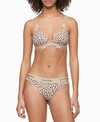 Calvin Klein Modern Cotton Collection Cotton Blend Racerback Bralette In Savannah Cheetah Honey Almond