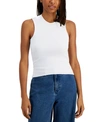 Lna Dylan Rib-knit Fitted Tank Top In White 2x1