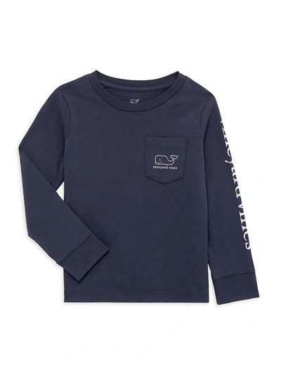 Vineyard Vines Boys' Long-sleeve Vintage Whale Pocket Tee - Little Kid, Big Kid In Navy