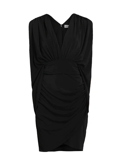 Halston Ria V-neck Jersey Dress In Jet Black