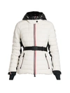 MONCLER WOMEN'S GRENOBLE BRUCHE FRENCH FLAG BELTED PUFFER SKI JACKET,400011169675