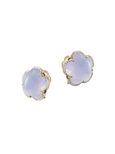 PASQUALE BRUNI WOMEN'S BON TON 18K ROSE GOLD, LIGHT BLUE CHALCEDONY & DIAMOND STUD EARRINGS,400012384867