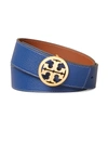 Tory Burch Reversible Logo Leather Belt In Midnight