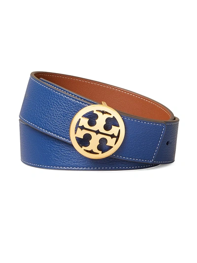Tory Burch Reversible Logo Leather Belt In Midnight