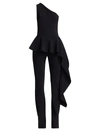 Chiara Boni La Petite Robe Women's Kincso One-shoulder Peplum Jumpsuit In Black