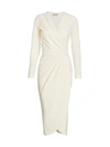 Chiara Boni La Petite Robe Jodene Pleated Wrap Midi Dress In Cream
