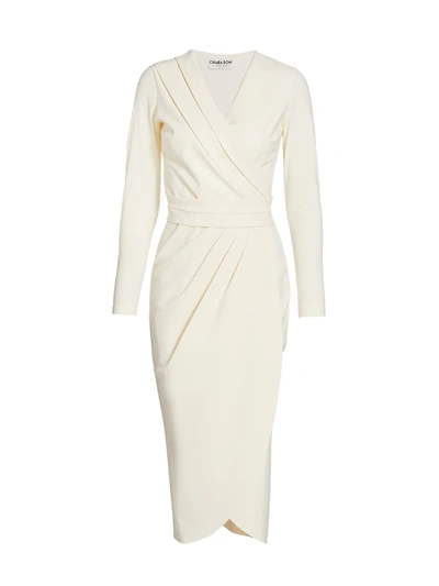 Chiara Boni La Petite Robe Jodene Pleated Wrap Midi Dress In Cream