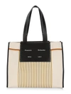 Proenza Schouler White Label Xl Striped Leather And Canvas Shopper In Natural/cornflower