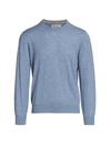 Brunello Cucinelli Men's Cashmere Crewneck Sweater In Light Blue