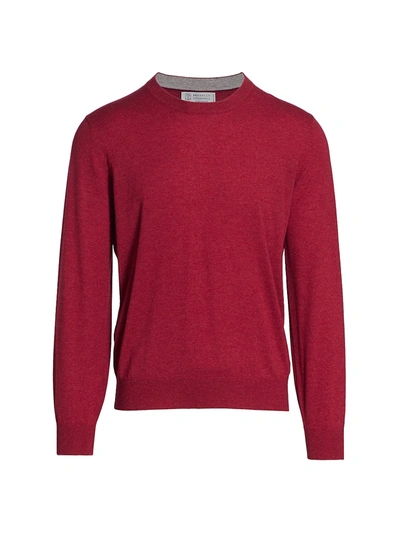 Brunello Cucinelli Contrast-tipped Cashmere Sweater In Red