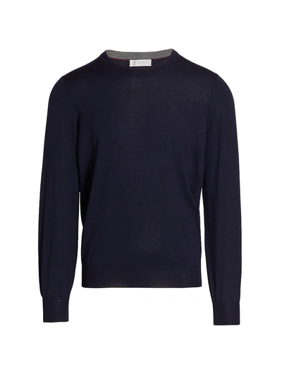 Brunello Cucinelli English Rib Knit Sweater In Blue