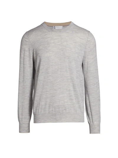 Brunello Cucinelli Wool-cashmere Blend Sweater In Light Grey