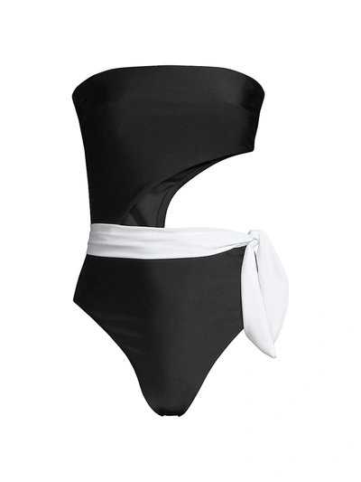 Ramy Brook Gigi Colorblock Side Cutout One Piece Swimsuit In Black White