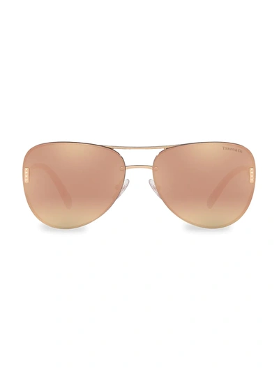 Tiffany & Co Women's 62mm Pilot Mirrored Sunglasses In Rubedo/grey Mirror Rose Gold