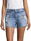 7 For All Mankind Women's Painted Floral Denim Shorts In Vintage