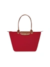 Longchamp Large Le Pliage Shoulder Tote In Red