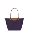Longchamp Large Le Pliage Shoulder Tote In Bilberry