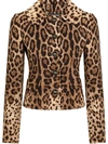 Dolce & Gabbana Wool Dolce Jacket With Leopard Print In Brown