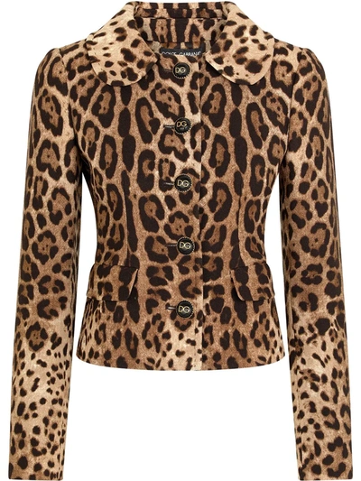 Dolce & Gabbana Wool Dolce Jacket With Leopard Print In Animal Print