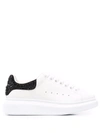 Alexander Mcqueen White Oversized Sneakers With Strass Black Spoiler In Multi