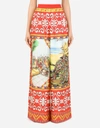 DOLCE & GABBANA CARRETTO-PRINT SILK PANTS