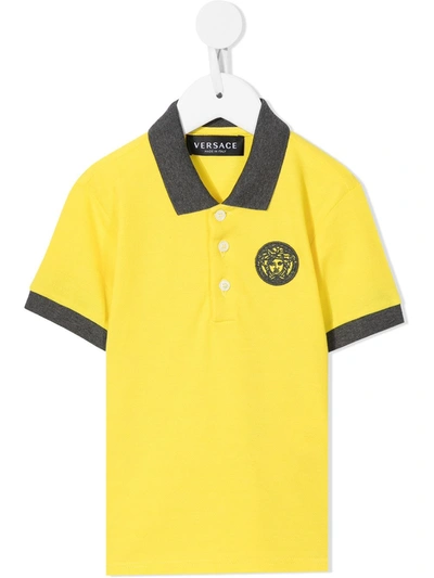 Versace Babies' Medusa-motif Polo Shirt In 黄色