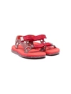 Mini Melissa Glittered Touch-strap Sandals In Red